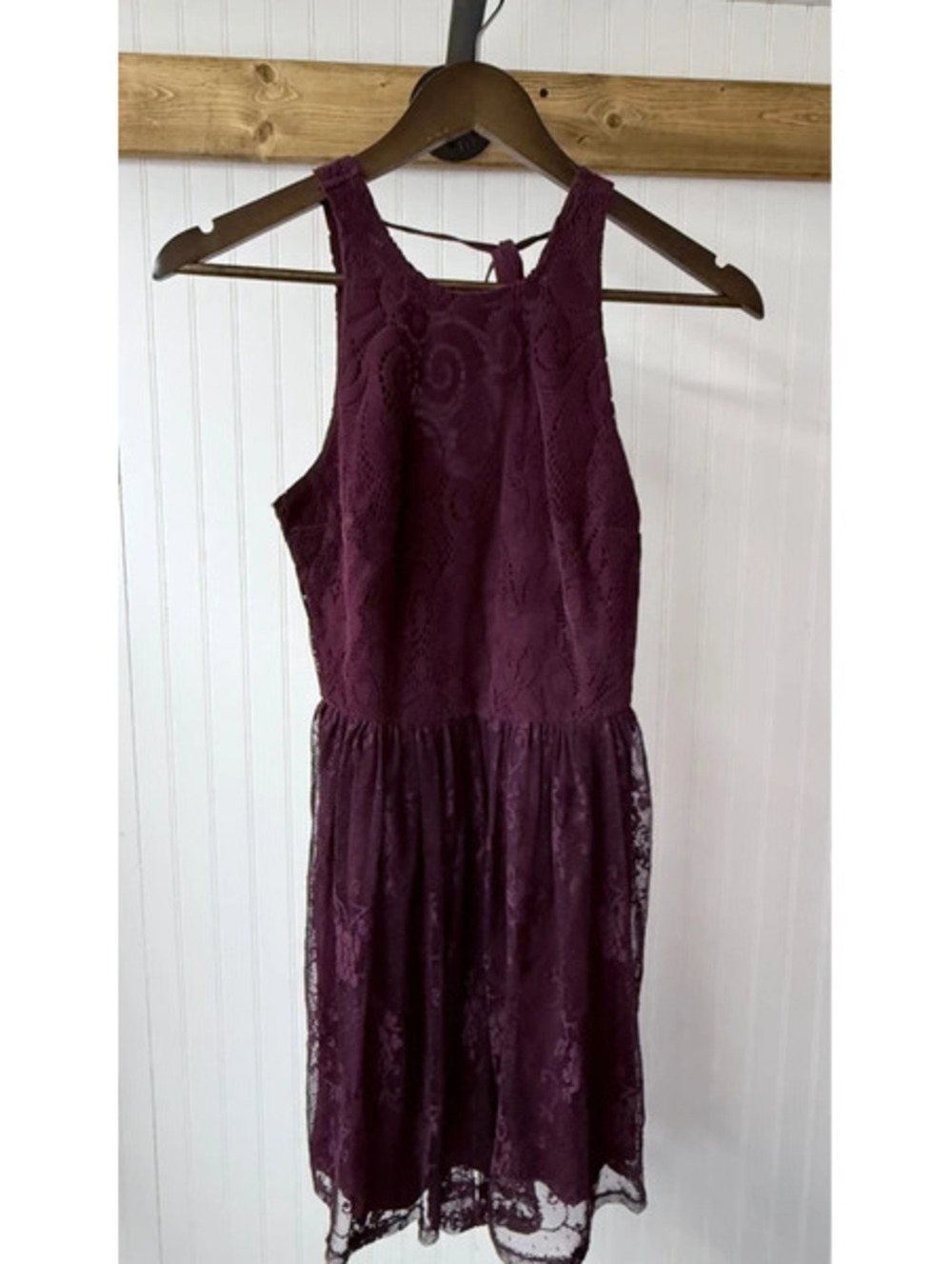 Hollister Burgundy Sleeveless Dress Lace Overlay xsmall new holiday